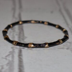 🖤 Vintage Black and Gold Bangle Bracelet – 2.5" Wide  🌟
